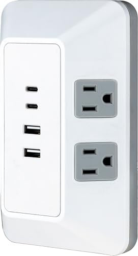 GE Outlet Extender with USB Ports, 4 Outlet Splitter, 2 USB-A, 2 USB-C - size: 2 USB-C
