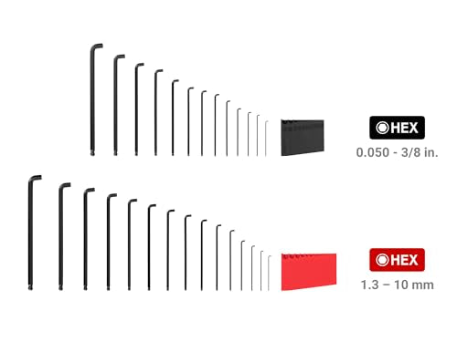 TEKTON Short Arm Ball End Hex L-Key Set, 28-Piece | KLX91312 - size: 28-Piece (1.27-10 mm)
