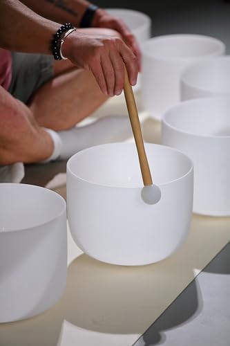 TOPFUND 12 inch Crystal Singing Bowl Silicone Rubber Mallet (Silicone Ball + Long Solid Beech Handle)