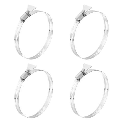HARFINGTON 4pcs Hose Clamps 3.6"-4.5" (91-114mm) Adjustable 304 Stainless Steel Worm Gear Hose Clamps Assortment Kit for Plumbing Dryer Vent Automotive Dust Collector - size: 91-114mm