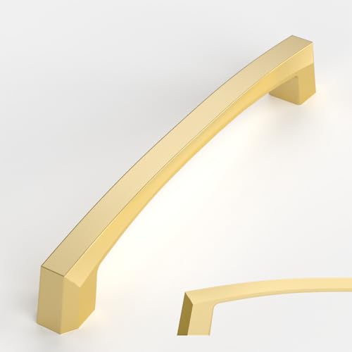 Amerdeco 10 Pack Brushed Gold Cabinet Pulls 6 Inch(152MM) Hole Centers Kitchen Cabinet Handles Hardware Kitchen Handles for Cupboard Handle ZH0032 - color: Brushed Gold, size: 6"/152MM Hole Center