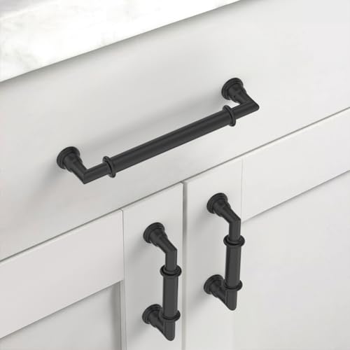 Asidrama 10 Pack 5 Inch(128mm) Matte Black Kitchen Cabinet Handles, Cabinet Pulls Kitchen Cabinet Hardware for Cupboard Drawer Pulls - color: Matte Black, size: 5" Hole Center
