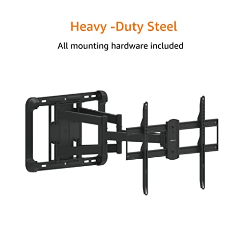 Amazon Basics Heavy Duty Extension Dual Arm, Full Motion Articulating TV Mount with Tilt and Swivel for 37" to 80" TVs up to 132 lbs, VESA Compatible, Fits LED LCD OLED Flat Curved Screens, Black - style: Full Motion Articulating Extension