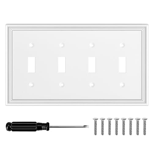 Ranweydi Decorative Wall Plate Quad Toggle Light Switch Covers Plates - size: 4 Gang Quad Toggle