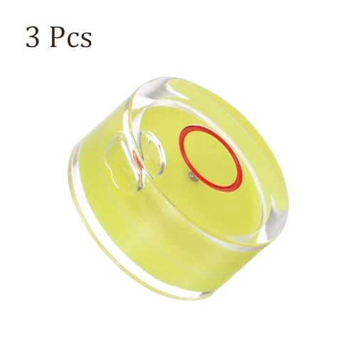 3pcs Small Circular Bubble Spirit Levels - [18mm Diameter 9mm Thickness] Mini Round RV Level Leveling Tools for Travel Trailer Turntable Camera, Yellow - color: Yellow, size: 18mm x 9mm