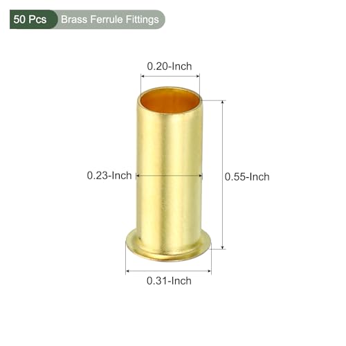 YOKIVE 50 Pcs Brass Ferrule Fittings, Compression Sleeves Ferrule Ring Assortment Kits, Great for Air Water Tubes (Brass Tone, 6mm OD) - size: 6mm