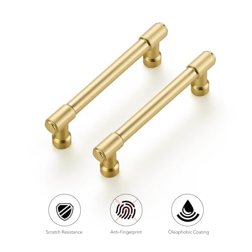 Ravinte Brushed Gold Kitchen Pulls Cabinet Handles 3-3/4 Inch 10 Pack - color: Brushed Gold, size: 3-3/4 Inches Hole Center