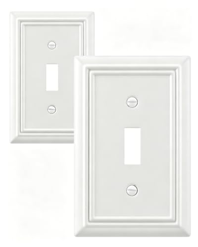 Switch Plates Outlet Covers, 2-Pack Metal Wall Plates, Off White - color: Off White, size: 1 Toggle 2PK