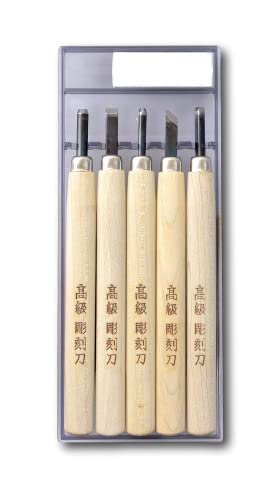 KAKURI Japanese Wood Carving Tool Set for Beginners 5-Piece - size: 5 Pcs