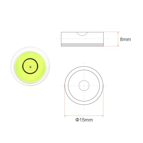 HARFINGTON Round Bubble Level, 15x8mm Mini Circular Bullseye Spirit Level for Camera Tripod Telescope Workshop Turntable Pictures Frame, Green - color: Green, size: 15x8mm