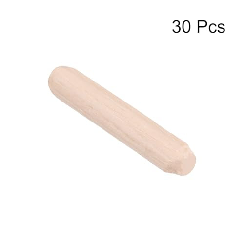 uxcell Wooden Dowel Pins 30pcs 6x30mm(0.23"x1.18") Fluted Beveled Ends Wood Dowel Pegs Dried Hardwood for Woodworking Furniture Shelf - size: 6x30mm(0.23"x1.18")