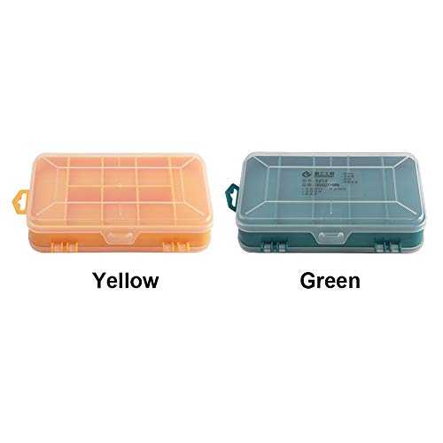 Screw Storage Box, Double Side 13-Grids Hardware Box Organizer,Portable Small Parts Screw Hardware Organizer, Multifunctional Storage Tool Case for Screws Nuts Nails Bolts(Yellow)