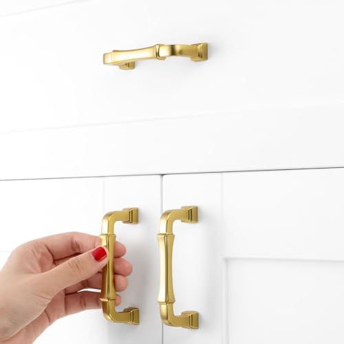 3 Inch Brushed Gold Cabinet Pulls Kitchen Handles 10 Pack 3175 - color: Brushed Gold, size: 3 In Hole Distance