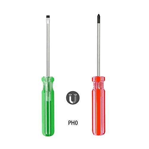 small screwdriver tool flat head and Phillips screw driver- #2 Phillips, Slotted 1/4” used to repair toys; musical instruments, microphones loose screws - color: Green