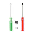 small screwdriver tool flat head and Phillips screw driver- #2 Phillips, Slotted 1/4” used to repair toys; musical instruments, microphones loose screws - color: Green