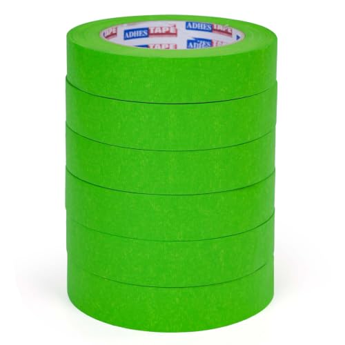 ADHES Green Masking Tape Painter Tape 24mm x 50m | 6Rolls x 0.94Inch x 55Yard,Clean Removal, No Residue, Multi-Surface,Ideal for Painting DIY Arts Crafts Labeling - size: 24mm x 50m