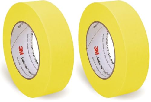 3M Automotive Refinish Masking Tape 388N, 06654, 36 mm x 55 m, Yellow, Crepe Backing, Moisture Resistant, Multi-Purpose (Pack of 2) - size: 36 mm x 55 m (2 Rolls)