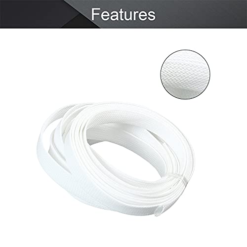 Othmro 16.4ft Length PET Flexible Expandable Braided Cable Sleeves 0.62inch Width Wire Loom Sleeving and Organizers Flexible Wire Mesh Sleeves for TV Audio PC Cords from Pets Chewing White