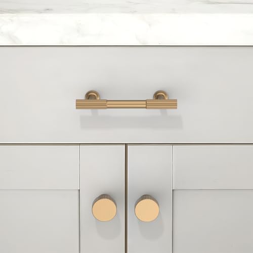 10 Pack Champagne Bronze Cabinet Pulls 3 Inch(76mm) Kitchen Cabinet Handles Solid Zinc Alloy Cabinet Hardware Drawer Pulls - color: Champagne Bronze, size: 3" Hole Center