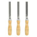 HARFINGTON 3pcs Flat Cut File 4" Double Cut Teeth High Carbon Steel Hand Rasp File with Wood Handle for Metal Wood Deburring Removing - size: 4"