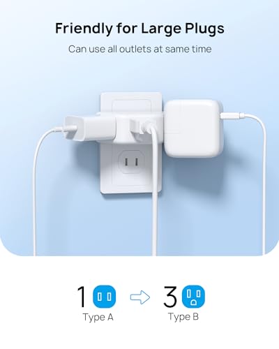 TROND 2 Prong to 3 Prong Outlet Adapter for Old House - color: White, size: 3AC-2 Prong Plug, 1 Pack