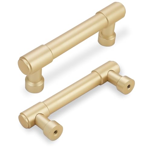 10 Pack 3 Inch(76mm) Kitchen Cabinet Handles Brushed Gold Cabinet Pulls Alloy Drawer Pulls Solid Cabinet Hardware - color: Brushed Gold, size: 3'' Hole Center(76mm)