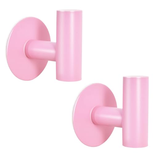 Vuzvuv Pink Adhesive Stainless Steel Self-Adhesive Towel Hook (2-Pack) | SUS304, Self-Adhesive, Heavy Duty, Waterproof, Wall Hooks for Towel Coat Robe in Bathroom Kitchen Hotel - color: Pink-2 Pcs
