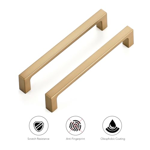 Ravinte Champagne Bronze Kitchen Square Cabinet Handles 5 Inch 10 Pack - size: 5 Inch Hole
