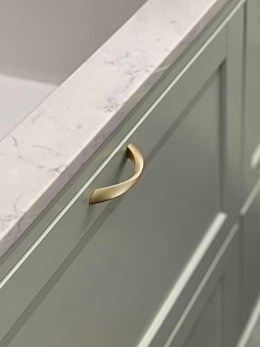 Brushed Gold Cabinet Pulls 3 Inch Arch Twisted Brass Handles Drawer Kitchen Cupboard Bathroom Dresser Cabinet Hardware Zinc Alloy 10 Pack - color: Brushed Gold, size: 3 Inch Hole Centers