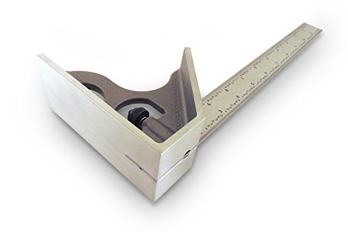 12” SAE Machinist Combination Square, Saddle Square, Stainless Steel Blade with 1/64", 1/32", 1/16" and 1/8" Markings, Hardened Aluminum Head LAS 12SS-12"