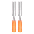 HARFINGTON 2pcs Wood Chisel 15/16" Carbon Steel Inner Beveled Edge Blade Wood Working Flat Chisel with Plastic Non-Slip Handle for Woodworking Carving DIY Projects, Orange - size: 15/16"