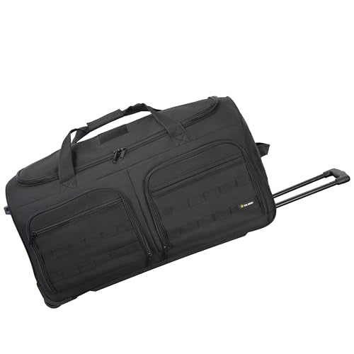 US Army ROMEO 31-inch Large Tactical Duffel Bag with Wheels | Heavy Duty Material, Molle Webbing, Water Resistant Military Rolling Bag for Travel, Deployment, and Camping - Black - color: Black, size: 31-inch