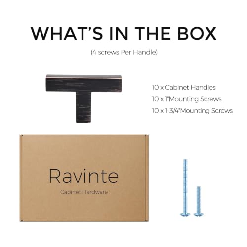 Ravinte Oil Rubbed Bronze Cabinet Handles Cabinet Pulls Single Hole 5 Pack | Zinc Alloy, Slim Square Bar Grip, Smooth Drawer Pull Feel, Kitchen Cabinet Update, For Cupboards, Dressers, Drawers, Hardware - color: Oil Rubbed Bronze, size: Single Hole