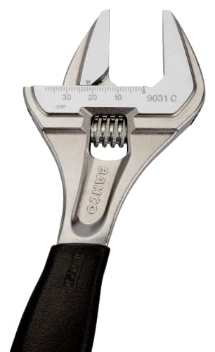 Bahco BAH9031RCUS 8" SAE Ergo Adjustable Wrench, Extra-Wide Jaw, Slim Head - size: 8 inches, style: Chrome Finish - Standard Jaw