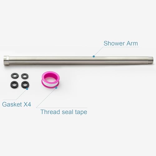 OFFO Shower Head Extension Arm, Brushed Nickel 16 in Shower Arm Extension Shower Head Extender Made of 305 Stainless Steel Shower Pipe Extension - color: Brushed Nickel, style: 16 in