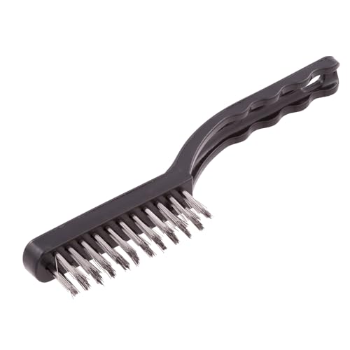 Steelman Steel Wire Brush for Deburring, Metal Finishing, and Cleaning, ¾-inch x 4-inch Bristle Area, 5-inch Contoured Handle - color: Black