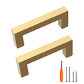 Cabinet Pulls Gold Cabinet Handles Square Drawer Pulls, 5 Pack 3 Inch Stainless Steel Kitchen Door Cupboard Cabinet Handles, Drawer Hardware Handles, 76mm Hole Centers - color: Gold, size: Two Hole - 3 inch Hole Centers(76mm)