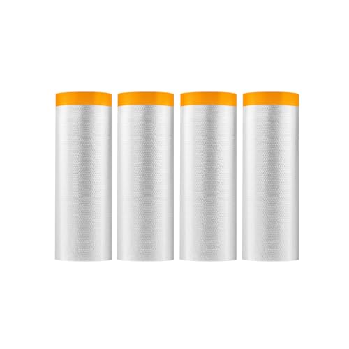 Pre-Taped Masking Film for Painting-4Rolls 8.86ft x 65.6ft Painters Plastic - size: 8.86ft x 65.6ft