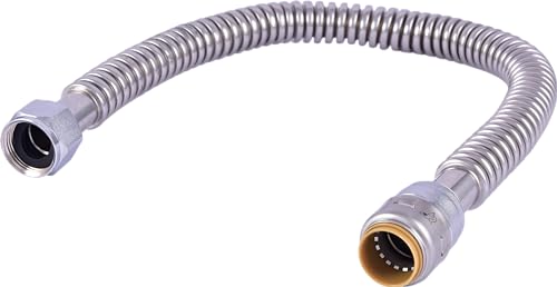 SharkBite Max 24 in Corrugated Flexible Water Heater Connector, 3/4 Inch Push-to-Connect x 3/4 Inch FIP, Brass Plumbing Fitting, Stainless Steel, URSS3088FX24 - size: 24 in. L x 3/4 in. PTC x 3/4 in. FIP