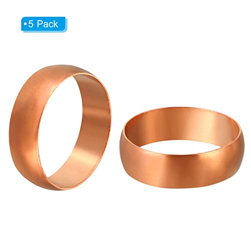PATIKIL 22mm Tube OD Compression Sleeves Ferrules, 5 Pack Copper Ferrule Fitting Compression Fitting Assortment Kit for Air Water Gas - size: 22mm