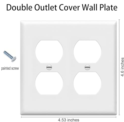 ZEFTV Duplex Outlet Cover Wall Plates 2-Gang Switch Outlet Electrical Cover Plate Unbreakable Thermoplastic Faceplate for Light Receptacle Outlet Switch, White (4 Pack) - color: Double Duplex, size: 4 Pack
