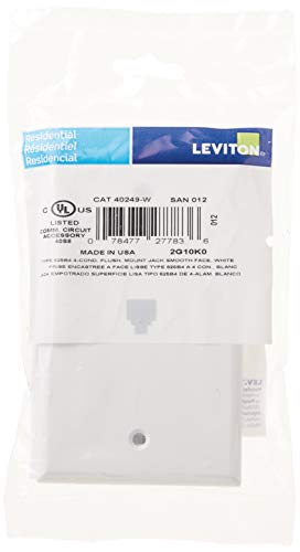Leviton Standard Telephone Wall Jack, 6P4C, Screw Terminals, 40249-W, White - size: Leviton