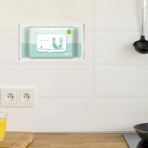 Wipe Holder Wall Mount Dispenser for Bathroom Tissue Box Acrylic Clear - color: Clear