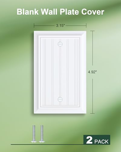 2-Pack Classic Beadboard Natural Bamboo Fiber Single Blank Wall Plate - color: Pure White, size: 1 Blank 2PK