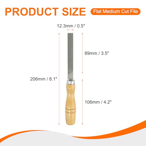 HARFINGTON Flat Medium Cut File 4" Double Cut Teeth High Carbon Steel Hand Rasp File with Wood Handle for Metal Wood Deburring Removing - size: 4", style: Medium