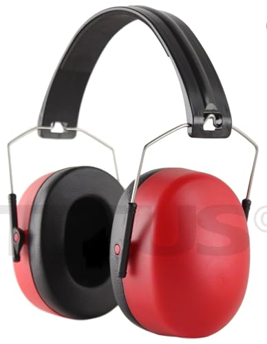 TITUS 3 Series, Onyx 37 Original Highest NRR Noise Reduction Earmuffs - color: Red (Tactical Band / With Pouch)