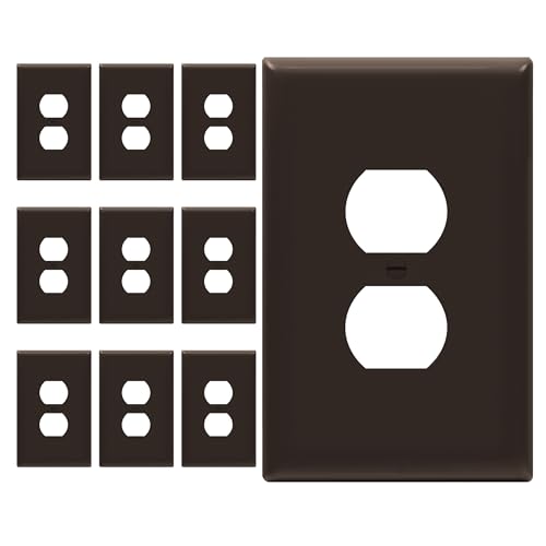 ENERLITES 10 Pack Oversized Duplex Outlet Covers, Jumbo Wall Plate, Brown - color: Brown, size: Over-Size