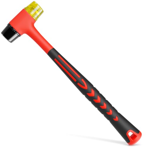 Small Rubber Mallet Hammer 1", 25mm Lightweight, Non Slip Grip 9.6 In - color: Red-black