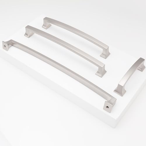 COTYKILEY 10 Pack 6.3 Inch(160mm) Brushed Satin Nickel Cabinet Handles Kitchen Cabinet Pulls Cabinet Door Handles Kitchen Cabinet Hardware - color: Brushed Satin Nickel, size: 6-1/4" Hole Center（160MM）