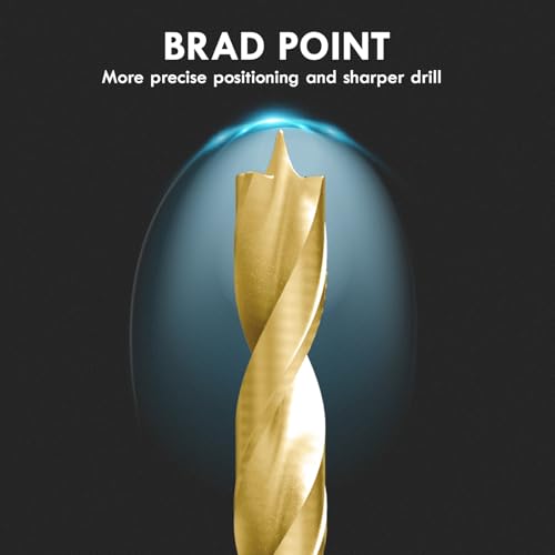 29Pcs (1/16" - 1/2") Tin-Coated Brad Point Wood Drill Bit Set - size: Tin-Coated (1/16"-1/2") - 29pcs